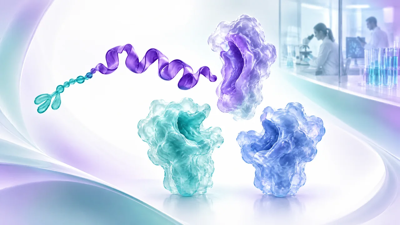 Original conceptual science illustration for Retatrutide; the adjoining labelled figure separates established biology from observed and unverified findings.