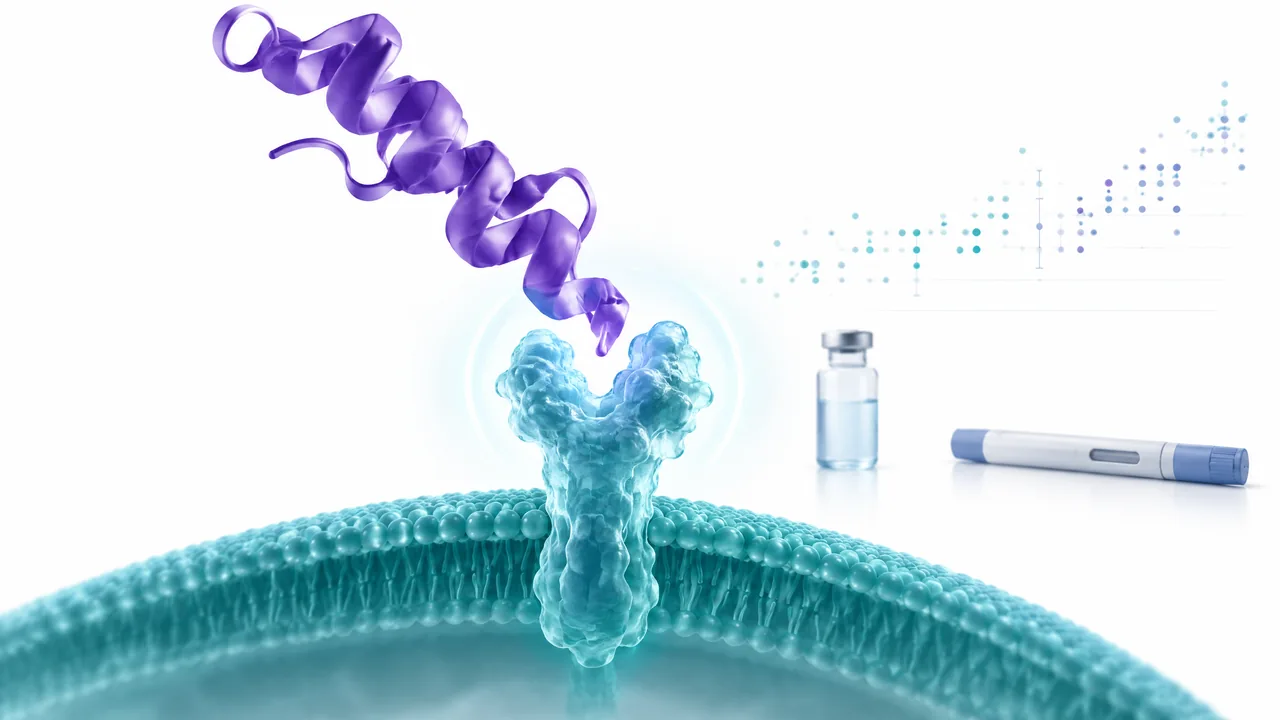 Original conceptual science illustration for Semaglutide; the adjoining labelled figure separates established biology from observed and unverified findings.