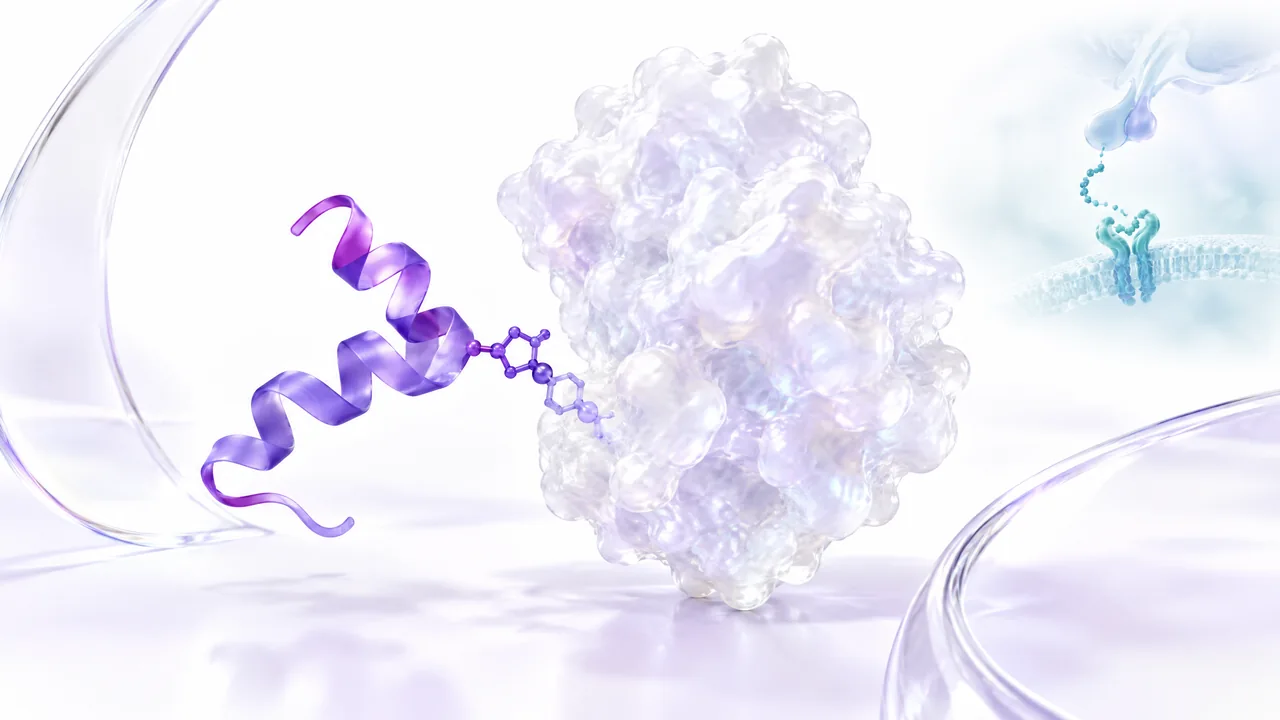 Original conceptual science illustration for CJC-1295 DAC; the adjoining labelled figure separates established biology from observed and unverified findings.