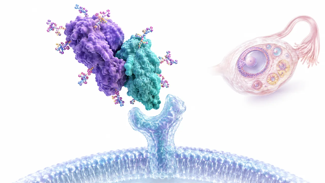 Original conceptual science illustration for hcg; the adjoining labelled figure separates established biology from observed and unverified findings.