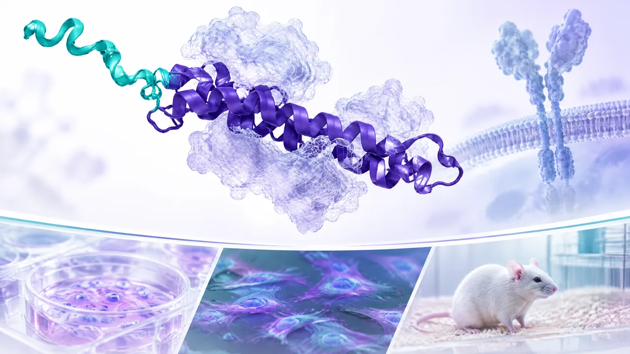 Original conceptual science illustration for IGF-1 LR3; the adjoining labelled figure separates established biology from observed and unverified findings.