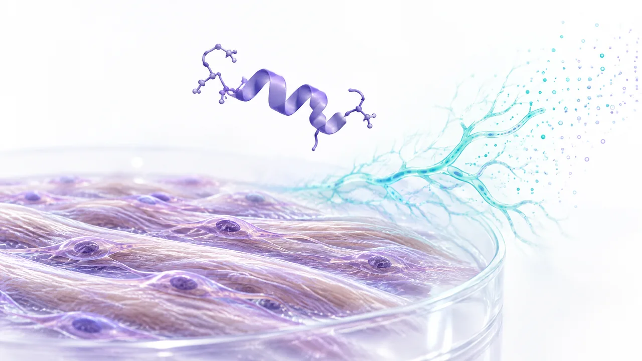 Original conceptual science illustration for BPC-157; the adjoining labelled figure separates established biology from observed and unverified findings.