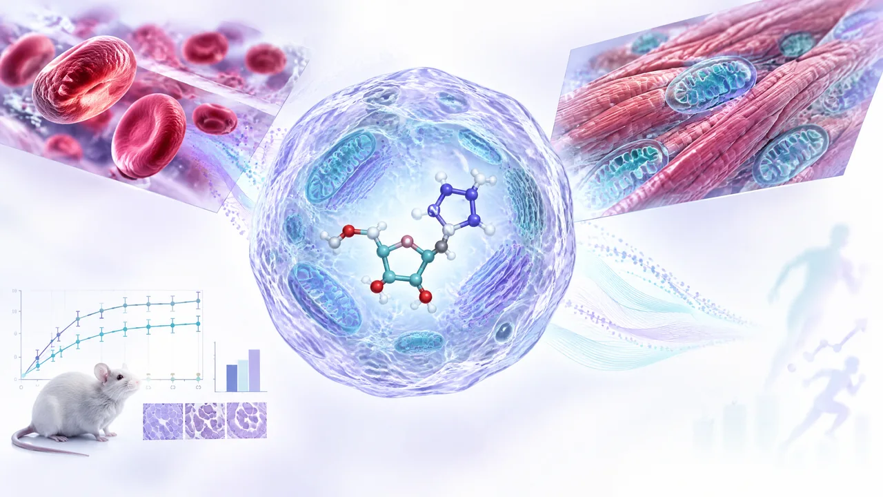 Original conceptual science illustration for AICAR; the adjoining labelled figure separates established biology from observed and unverified findings.
