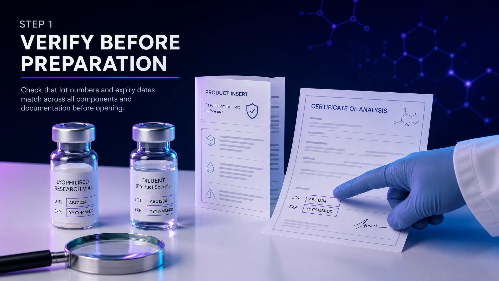 Scientific illustration for How to Reconstitute Peptides Correctly: An Illustrated Research Guide